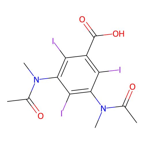 3,5-Bis[acetyl(methyl)amino]-2,4,6-triiodobenzoic acid structure