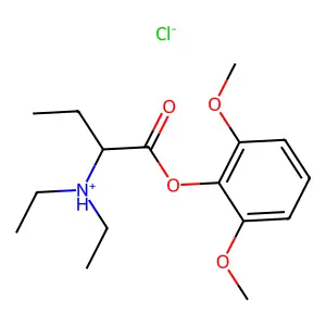 Butyric acid, 2-(diethylamino)-, 2,6-dimethoxyphenyl ester, hydrochloride structure
