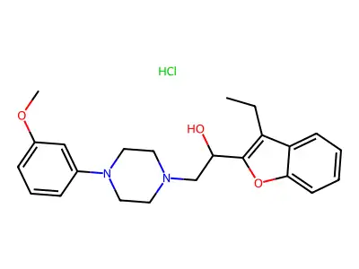 alpha-(3-Ethyl-2-benzofuranyl)-4-(3-methoxyphenyl)-1-piperazineethanol monohydrochloride structure