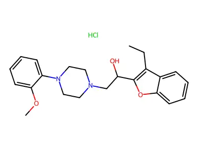 alpha-(3-Ethyl-2-benzofuranyl)-4-(2-methoxyphenyl)-1-piperazineethanol monohydrochloride structure