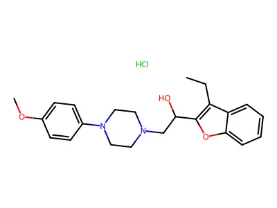 alpha-(3-Ethyl-2-benzofuranyl)-4-(4-methoxyphenyl)-1-piperazineethanol monohydrochloride structure