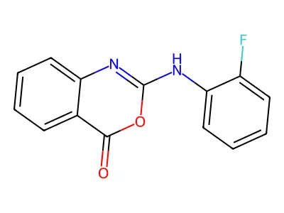 2-(2-fluoroanilino)-4H-3,1-benzoxazin-4-one structure