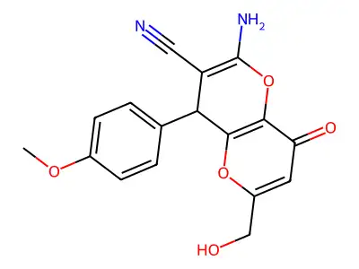2-amino-6-(hydroxymethyl)-4-(4-methoxyphenyl)-8-oxo-4,8-dihydropyrano[3,2-b]pyran-3-carbonitrile structure