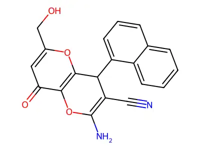2-amino-6-(hydroxymethyl)-4-(1-naphthyl)-8-oxo-4,8-dihydropyrano[3,2-b]pyran-3-carbonitrile structure