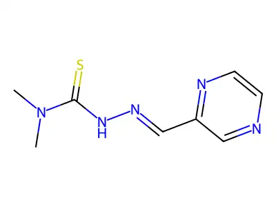Hydrazinecarbothioamide, N,N-dimethyl-2-(pyrazinylmethylene)- structure