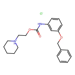 Carbanilic acid, m-(benzyloxy)-, 2-piperidinoethyl ester, hydrochloride structure