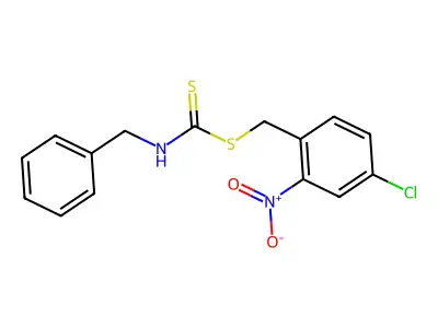Carbamic acid, benzyldithio-, 4-chloro-2-nitrobenzyl ester structure