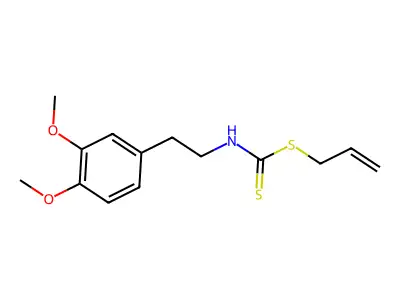 Carbamic acid, (3,4-dimethoxyphenethyl)dithio-, allyl ester structure
