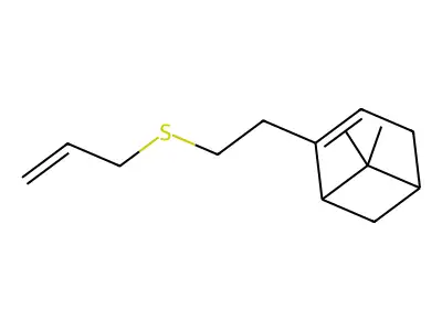 2-(Allylthioethyl)-6,6-dimethylbicyclo(3.1.1)hept-2-ene structure