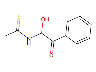 N-(1-hydroxy-2-oxo-2-phenylethyl)ethanethioamide structure