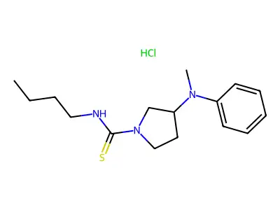 1-Pyrrolidinecarboxamide, N-butyl-3-(N-methylanilino)thio-, monohydrochloride structure