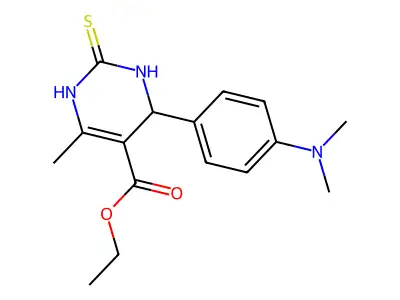 ethyl 4-[4-(dimethylamino)phenyl]-6-methyl-2-thioxo-1,2,3,4-tetrahydropyrimidine-5-carboxylate structure
