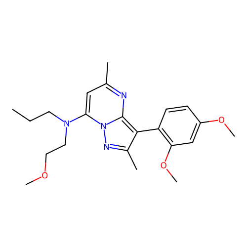 3-(2,4-dimethoxyphenyl)-N-(2-methoxyethyl)-2,5-dimethyl-N-propylpyrazolo[1,5-a]pyrimidin-7-amine structure