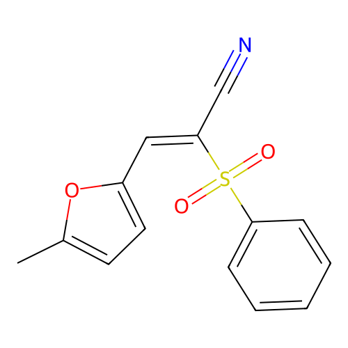(Z)-3-(5-methylfuran-2-yl)-2-(phenylsulfonyl)acrylonitrile structure
