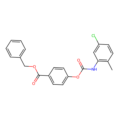 Benzyl 4-{[(5-chloro-2-methylanilino)carbonyl]oxy}benzoate structure