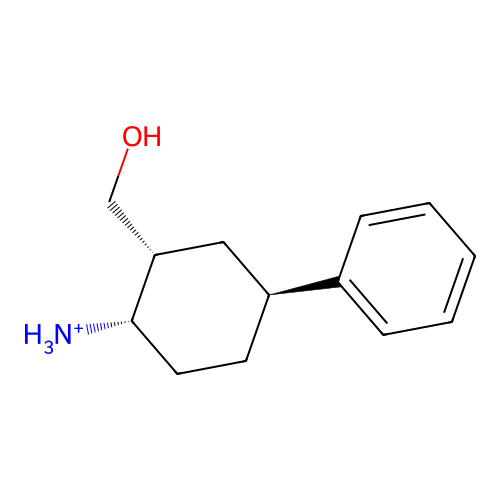 (1S,2R,4S)-2-(hydroxymethyl)-4-phenylcyclohexan-1-aminium structure