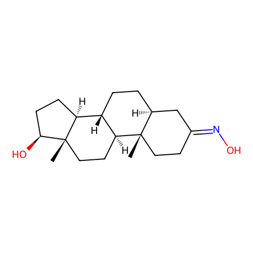 17beta-Hydroxy-5alpha-androstan-3-one oxime structure