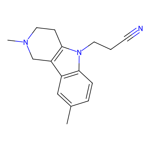 3-(2,8-dimethyl-3,4-dihydro-1H-pyrido[4,3-b]indol-5(2H)-yl)propanenitrile structure