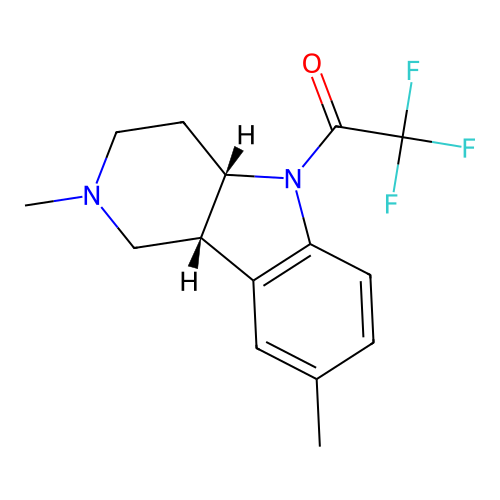 1-((4aS,9bR)-2,8-dimethyl-2,3,4,4a-tetrahydro-1H-pyrido[4,3-b]indol-5(9bH)-yl)-2,2,2-trifluoroethanone structure
