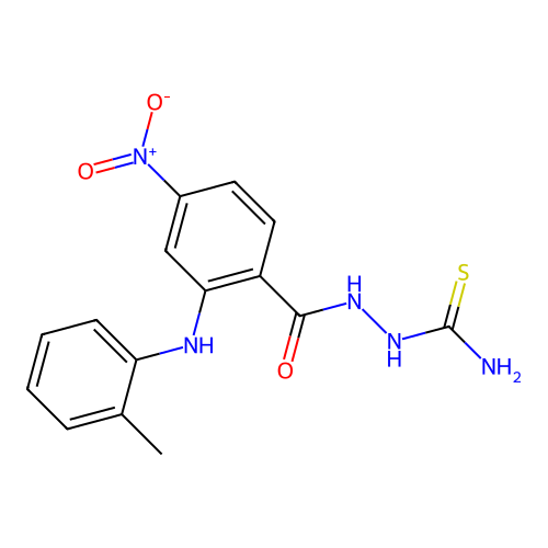 Benzoic acid, 2-((2-methylphenyl)amino)-4-nitro-, 2-(aminothioxomethyl)hydrazide structure