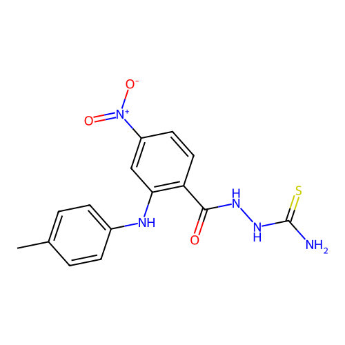 Benzoic acid, 2-((4-methylphenyl)amino)-4-nitro-, 2-(aminothioxomethyl)hydrazide structure
