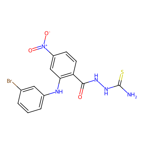 Benzoic acid, 2-((3-bromophenyl)amino)-4-nitro-, 2-(aminothioxomethyl)hydrazide structure