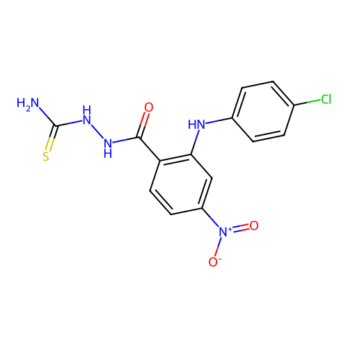 Benzoic acid, 2-((4-chlorophenyl)amino)-4-nitro-, 2-(aminothioxomethyl)hydrazide structure