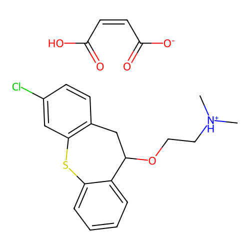 Ethylamine, 2-((3-chloro-10,11-dihydrodibenzo(b,f)thiepin-10-yl)oxy)-N,N-dimethyl-, maleate (1:1) structure