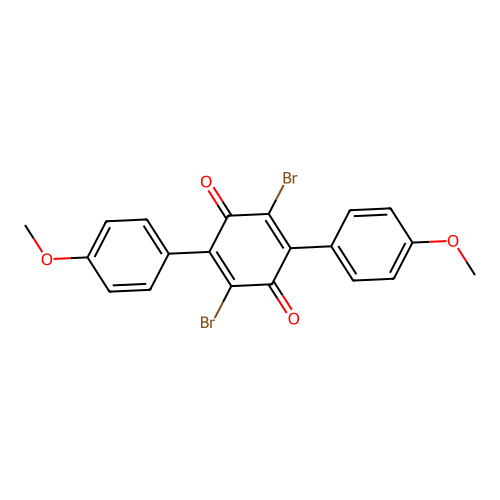 2,5-Bis(4-methoxyphenyl)-3,6-dibromo-1,4-benzoquinone structure