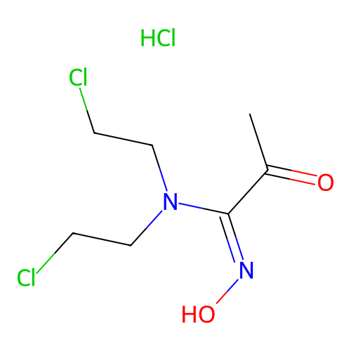 Pyruvamidoxime, N,N-bis(2-chloroethyl)-, monohydrochloride structure