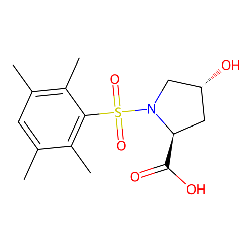 (2S,4R)-4-HYDROXY-1-(2,3,5,6-TETRAMETHYLBENZENESULFONYL)PYRROLIDINE-2-CARBOXYLIC ACID structure