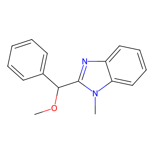 2-[methoxy(phenyl)methyl]-1-methyl-1H-benzimidazole structure