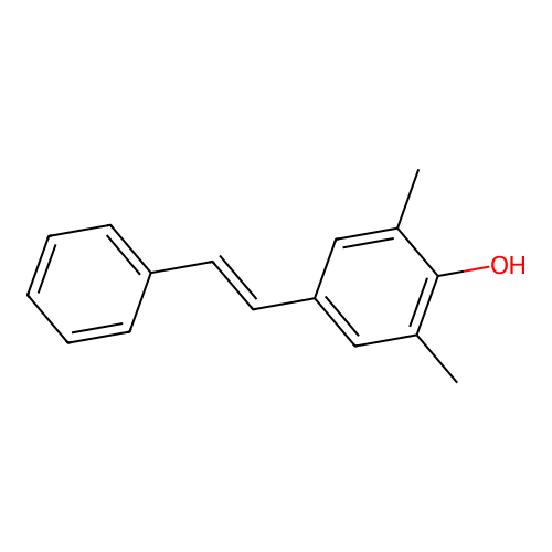 3,5-Dimethyl-4-hydroxystilbene structure
