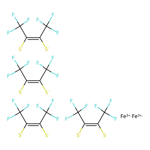 tetrakis((Z)-1,1,1,4,4,4-hexafluorobut-2-ene-2,3-dithiolate);bis(iron(3+)) structure