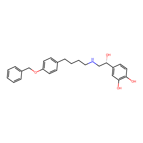 4-[(1R)-1-hydroxy-2-[4-(4-phenylmethoxyphenyl)butylamino]ethyl]benzene-1,2-diol structure