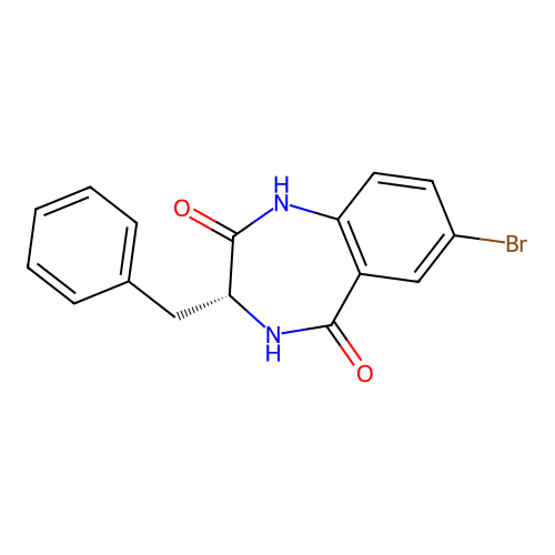 (R)-3-Benzyl-7-bromo-3,4-dihydro-1H-benzo[e][1,4]diazepine-2,5-dione structure