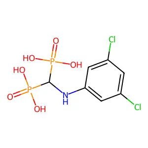 {[(3,5-Dichlorophenyl)amino]methanediyl}bis(phosphonic acid) structure