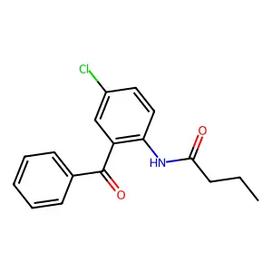 N-(2-benzoyl-4-chlorophenyl)butanamide structure