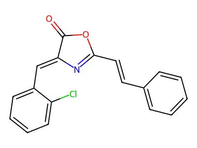 5(4H)-Oxazolone,4-[(2-chlorophenyl)methylene]-2-(2-phenylethenyl)- structure