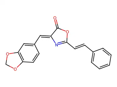 5(4H)-Oxazolone,4-(1,3-benzodioxol-5-ylmethylene)-2-(2-phenylethenyl)- structure