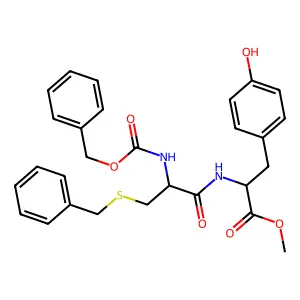 Methyl S-benzyl-N-[(benzyloxy)carbonyl]cysteinyltyrosinate structure