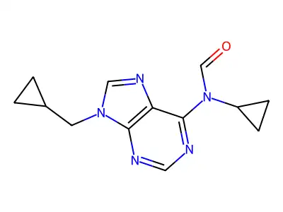Formamide, N-cyclopropyl-N-(9-(cyclopropylmethyl)-9H-purin-6-yl)- structure