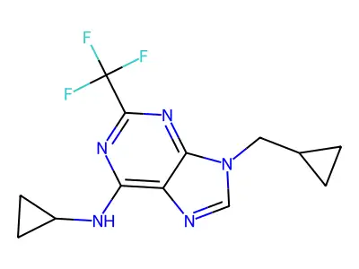 9H-Purin-6-amine, N-cyclopropyl-9-(cyclopropylmethyl)-2-(trifluoromethyl)- structure