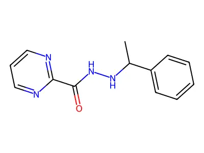2-Pyrimidinecarboxylic acid, 2-(1-phenylethyl)hydrazide structure