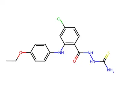 Benzoic acid, 4-chloro-2-((4-ethoxyphenyl)amino)-, 2-(aminothioxomethyl)hydrazide structure
