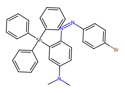 N-[4-[(4-bromophenyl)diazenyl]-3-(triphenylstannyl)phenyl]-N,N-dimethylamine structure