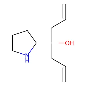 4-[(2S)-pyrrolidin-2-yl]hepta-1,6-dien-4-ol structure
