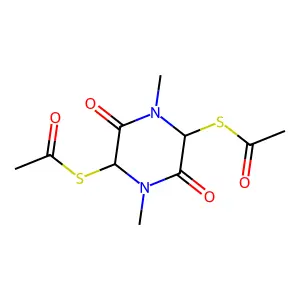 S-(5-acetylsulfanyl-1,4-dimethyl-3,6-dioxopiperazin-2-yl) ethanethioate structure