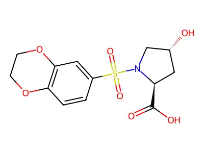 (2S,4R)-1-(2,3-Dihydro-1,4-benzodioxine-6-sulfonyl)-4-hydroxypyrrolidine-2-carboxylic acid structure