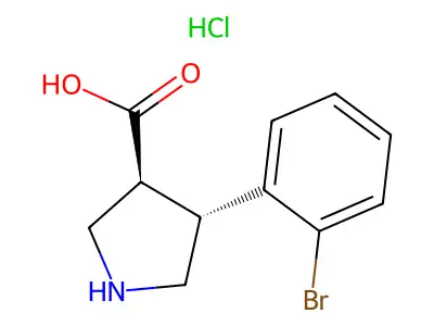 (+/-)-trans-4-(2-Bromo-phenyl)-pyrrolidine-3-carboxylic acid-HCl structure